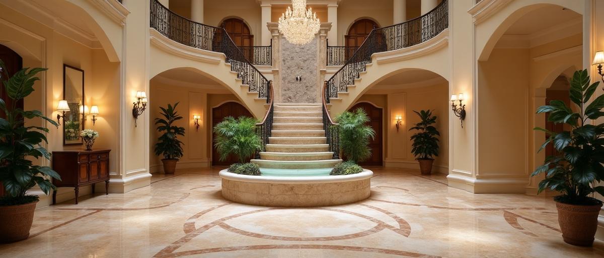 Grand foyer stone restoration